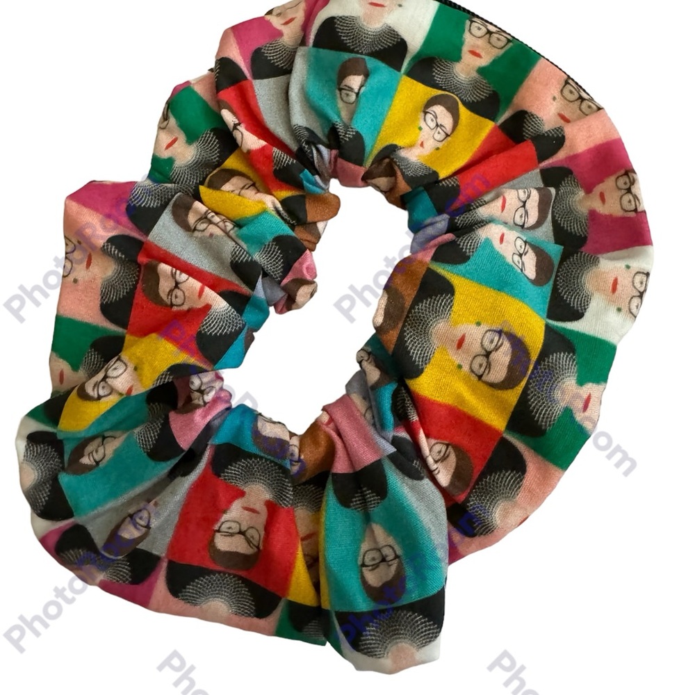 RBG Ruth Bader Ginsberg zipper hair scrunchie hand made USA cotton rare NWT